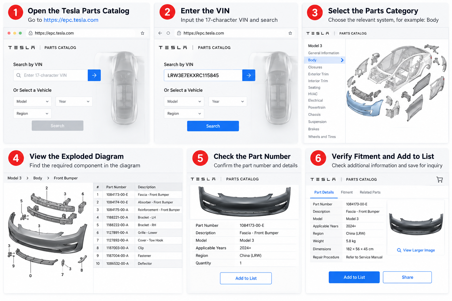 Tesla parts catalog